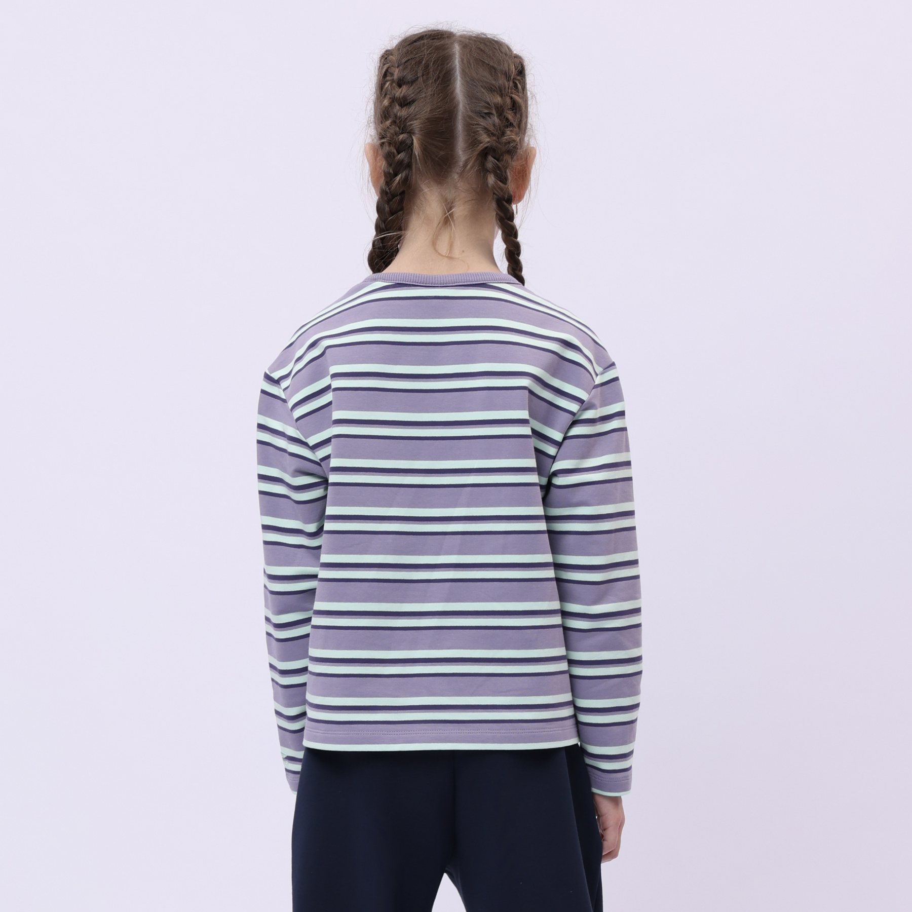 YWDU280-2 Lifestyle Crew Neck Sweatshirt Turbidity Purple Stripes